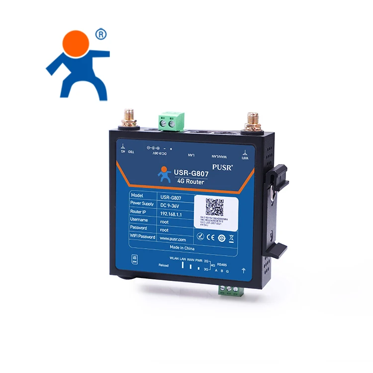 O roteador celular industrial IoT 4G de alto desempenho USR-G807-EUX suporta porta serial RS232/485