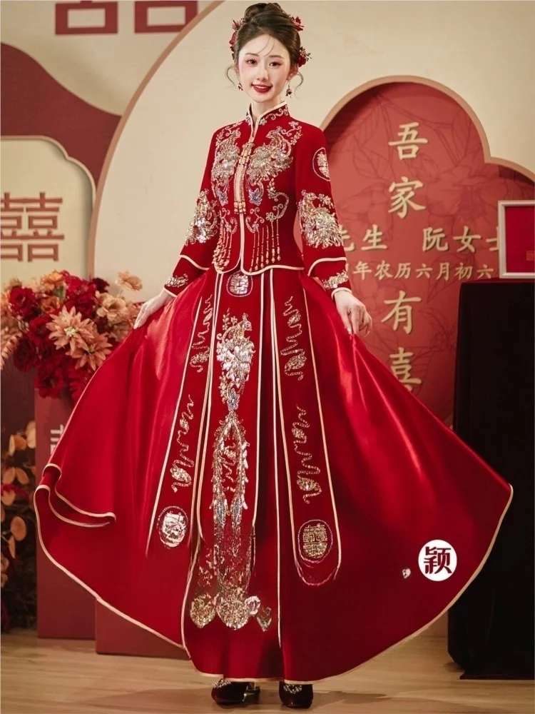 

New large-sized wedding dress for the Chinese-style toasting ceremony