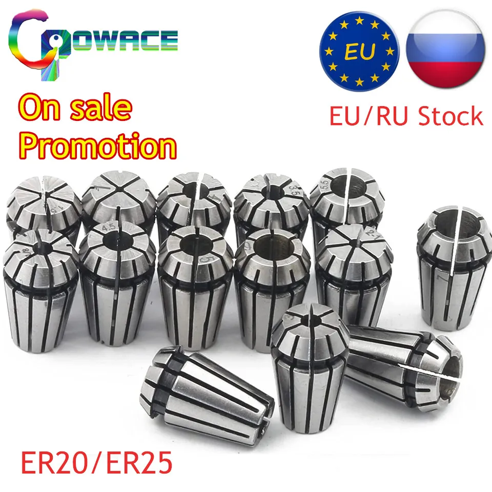 【EU/RU on sale】1 set ER20(1-13mm) 14pcs collet beating 0.1mm precision spring collet for CNC milling lathe tool, spindle motor