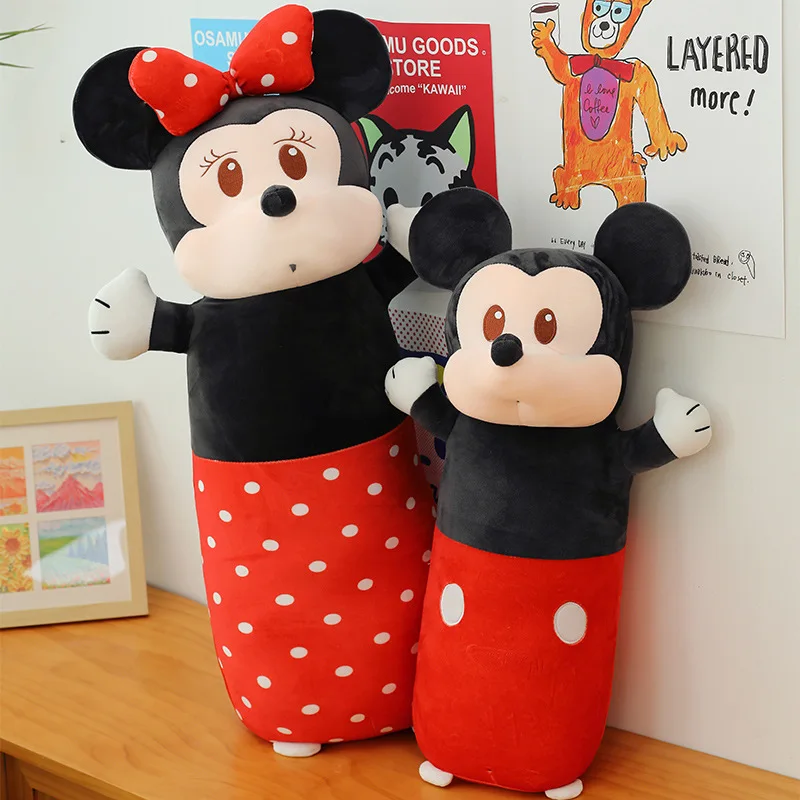 Disney Mickey Anime Peripheral Cartoon Cylinder Pillow Large Cloth Doll Children'S Gift Wholesale Plush Toy Birthday Gift