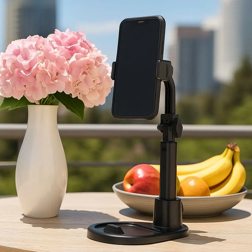 

Sturdy Universal Desktop Phone Holder Telescopic Dual Card Slot Phone Stand Stable Base Portable Tablet Holder Video Call