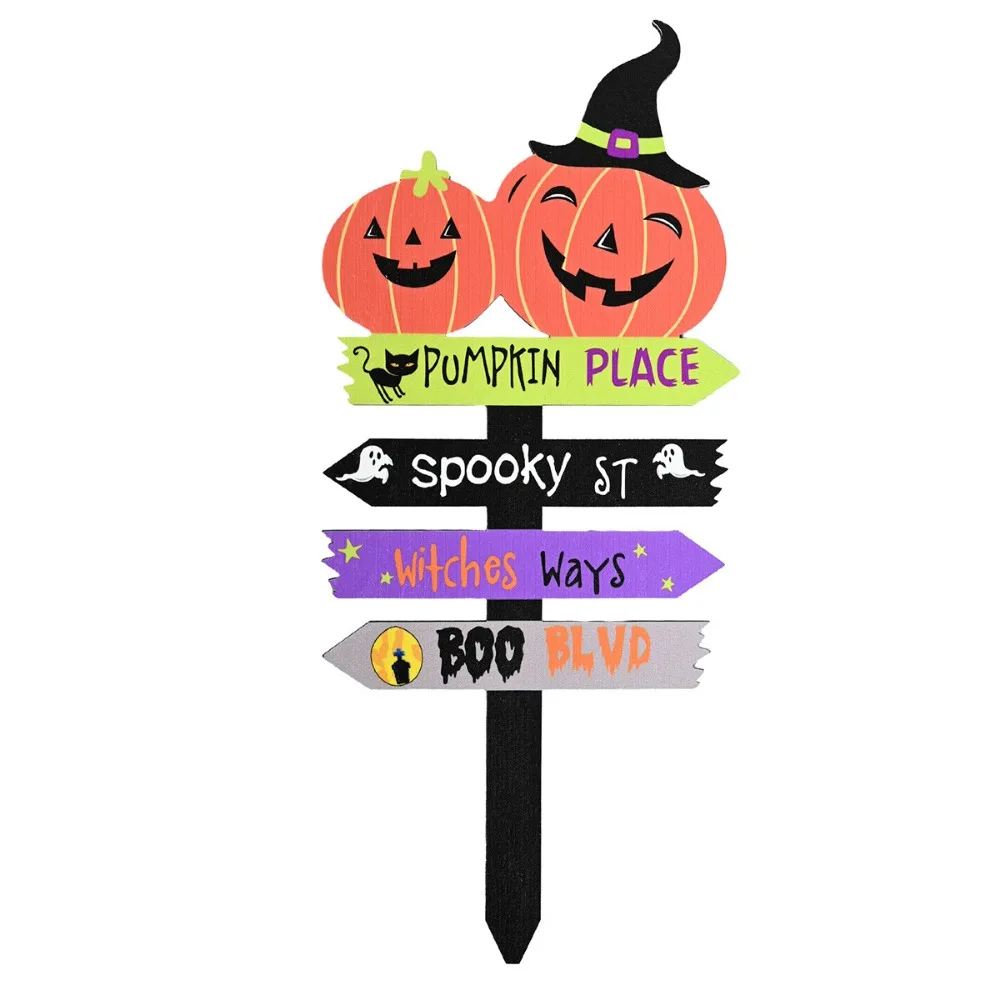 

Creative Garden Wooden Signs Vintage Lightweight Halloween Yard Sign Durable Festive Yard Floor Insert Sign