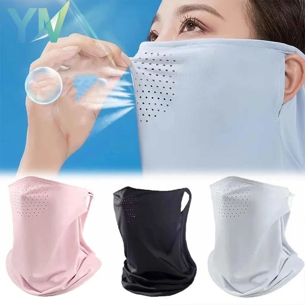 

Summer Sunscreen Ice Silk Mask Neck UV Protection Face Cover Sunscreen Face with Brim Outdoor Cycling Sun Protection Hats Caps