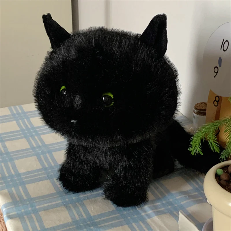 30CM Dark series Simulated Cat Stuffed Plush Doll Pacify Black Cat Gift Home Decor Animal Plush Toys Cute Birthday Xmas Kid Gift