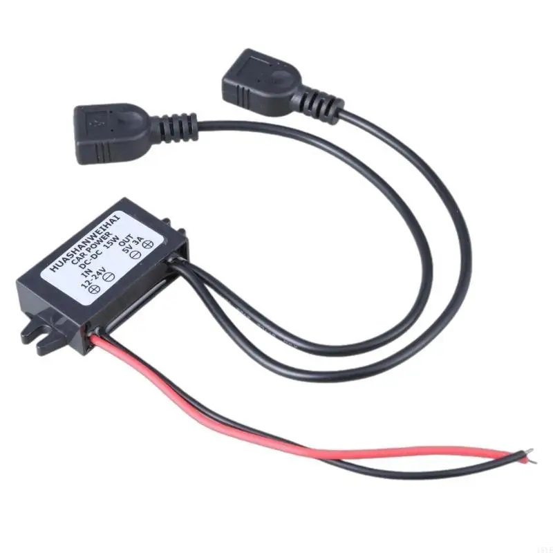  DC12-24V to 5V3A Step-down Power Adapter Double USB Efficient Module Convert Voltages from 12V-24V to 5V3A