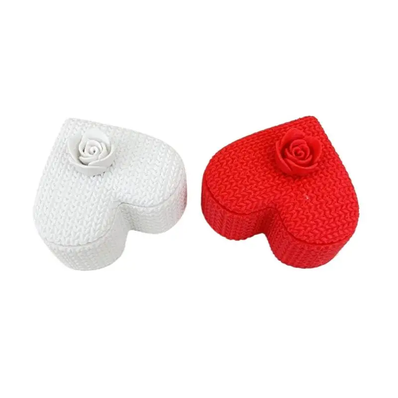 3D-печать в форме сердца, коробка для колец, дисплей для ювелирных изделий, помолвка, свадебные шкатулки для драгоценностей, дизайн розы, держатель для подарков для пары