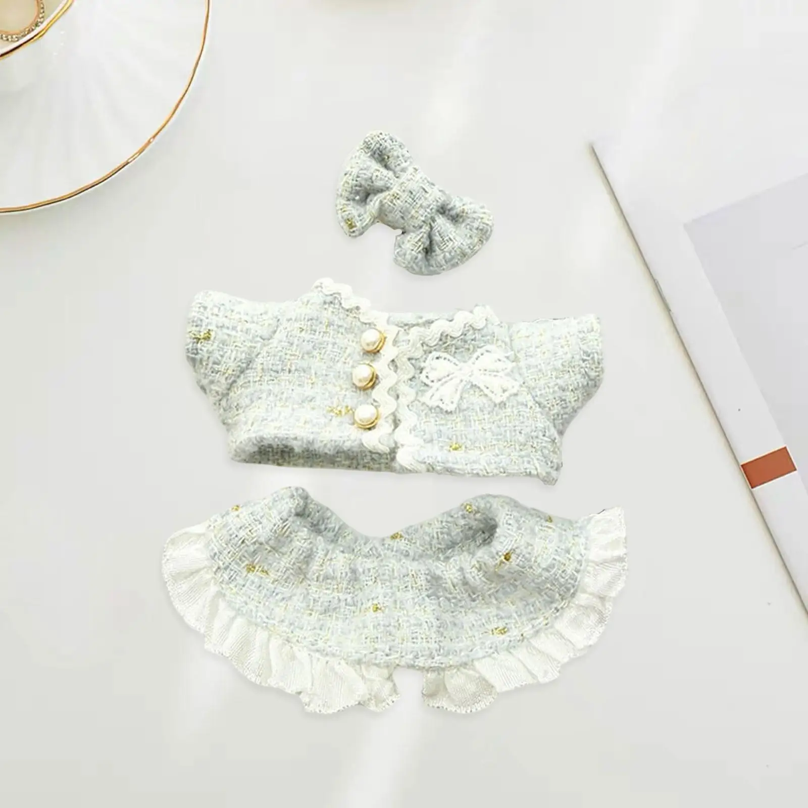 Mini 17cm Doll Clothes Costume Easy to Wear Clothing Adorable with Fashion Coat Dress and Hair Accessory for Kids Collectors