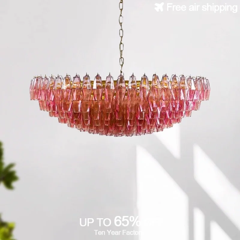 

Luxury Vintage French Stained Glass Lampshade LED Chandelier Suspension Light Luminaire Lampen for Dining Room Home Decoration