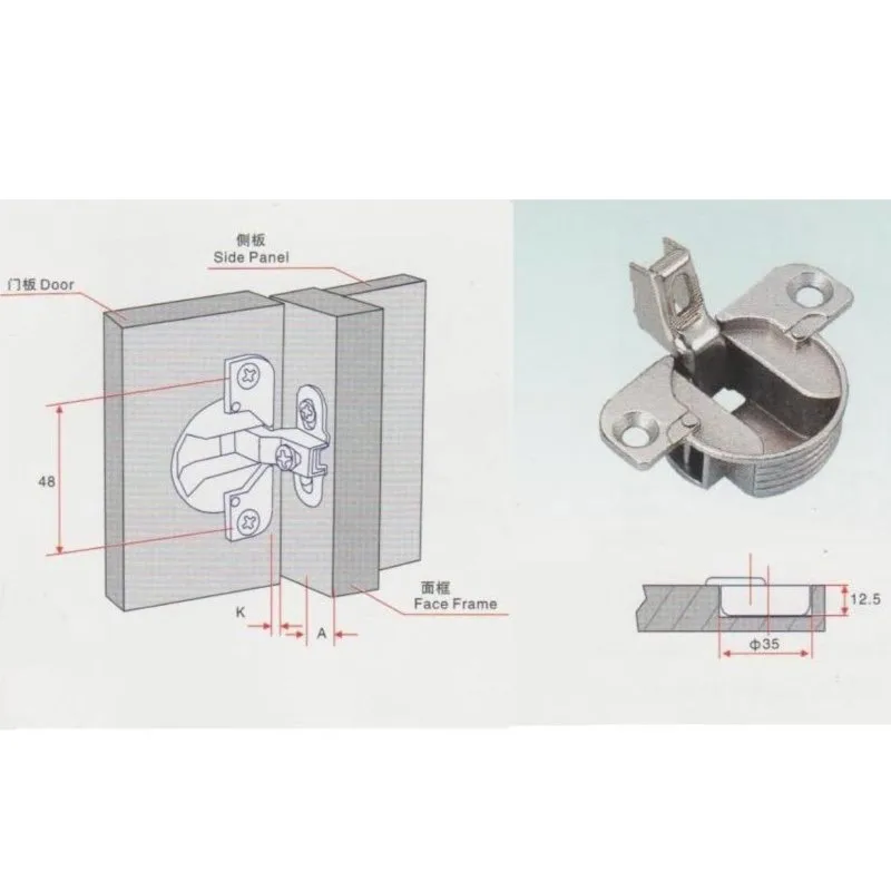 2Pcs Cabinet Door Hinge Zinc Alloy Full Cover Ultra-Short Arm Cabinet Door Hinge Cover Side Panel 38mm