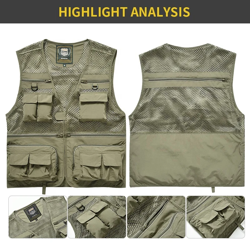 Multi-pocket fisherman vest logo work clothes neutral vest fishing hiking reporter photography camping hunting vest