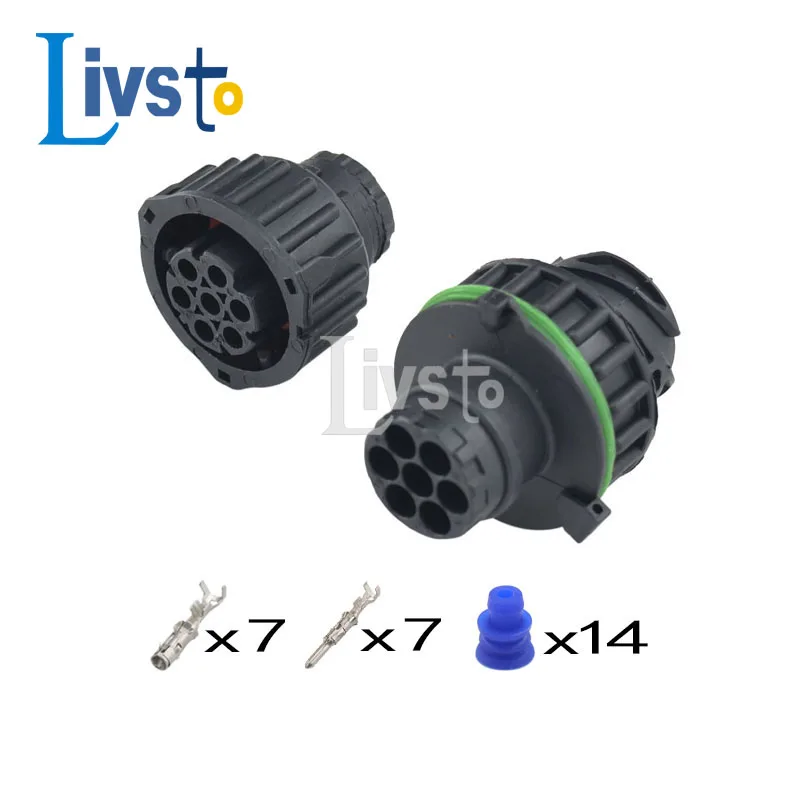 2 Sets 7 Pin Way Tyco Amp Bu-Ste Kpl Circular Din Housings Connector Male Female 1.5MM Socket Plug 968421-1 967650-1 1718230-1