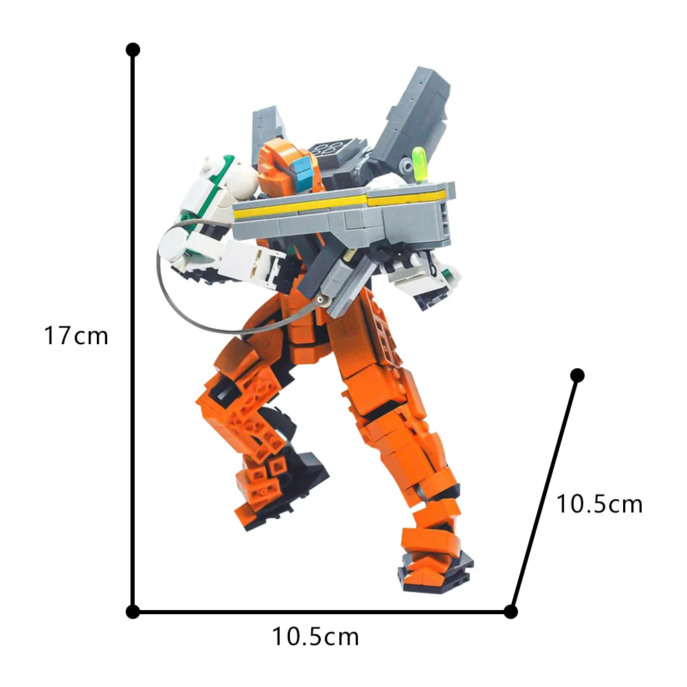 Gobricks MOC Orange Sentinel Mech Building Blocks Model High-tech Mech Warrior Exoskeleton Robot Bricks Assembly Toys Kids Gifts