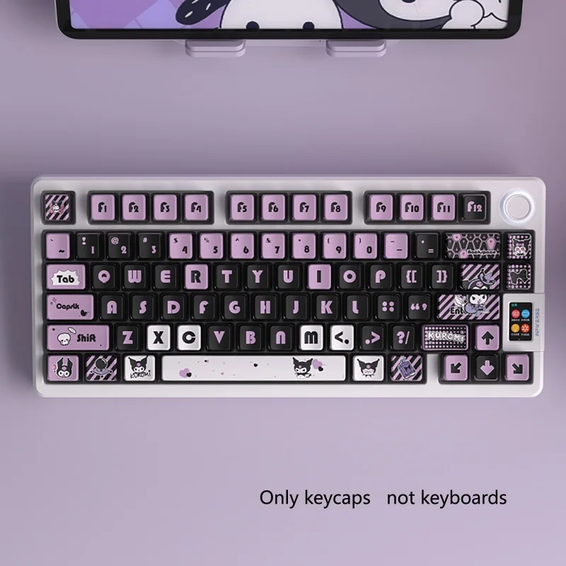 Imagem -04 - Kuromi Temáticos Pudim Keycaps Teclado Mecânico Transparente Jogo Anime Sublimação Térmica Quatro Lados 122 Chaves Pbt