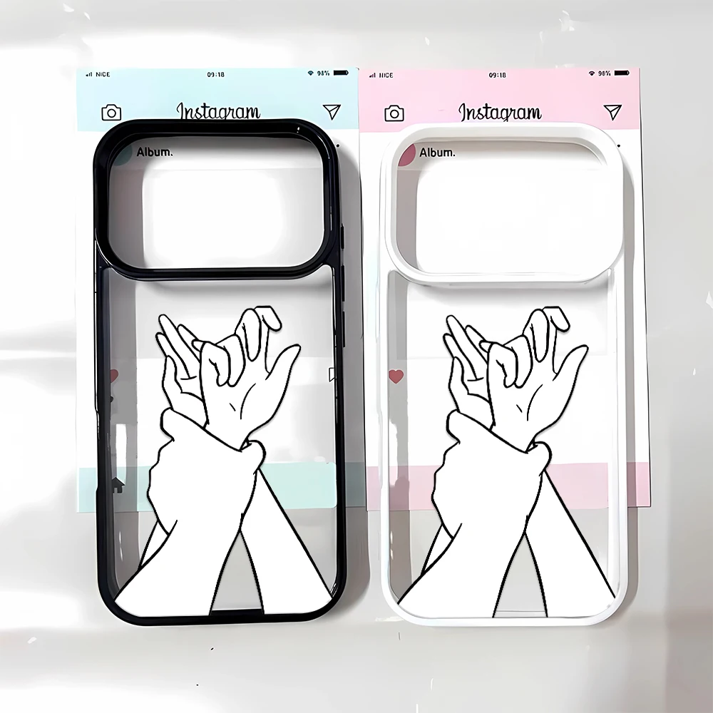 Phone Case Colorful Slim Cool White Line Hand for Best iPhone 15 12 14 Cute Plus Art Style 16 17 Max New Soft Air 11 Pro 13