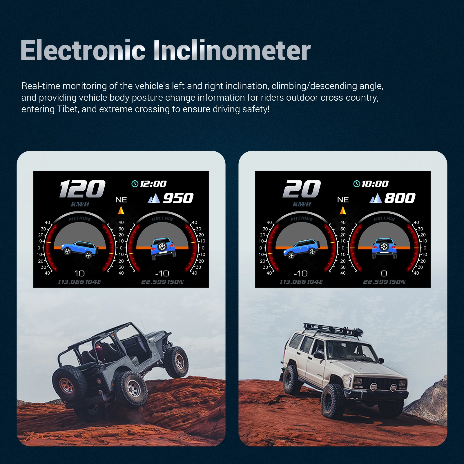 F11 OBD + GPS HUD Head Up Display Digital inteligente 4x4 todoterreno inclinómetro velocímetro temperatura del agua temperatura del aceite tacómetro voltaje de combustible