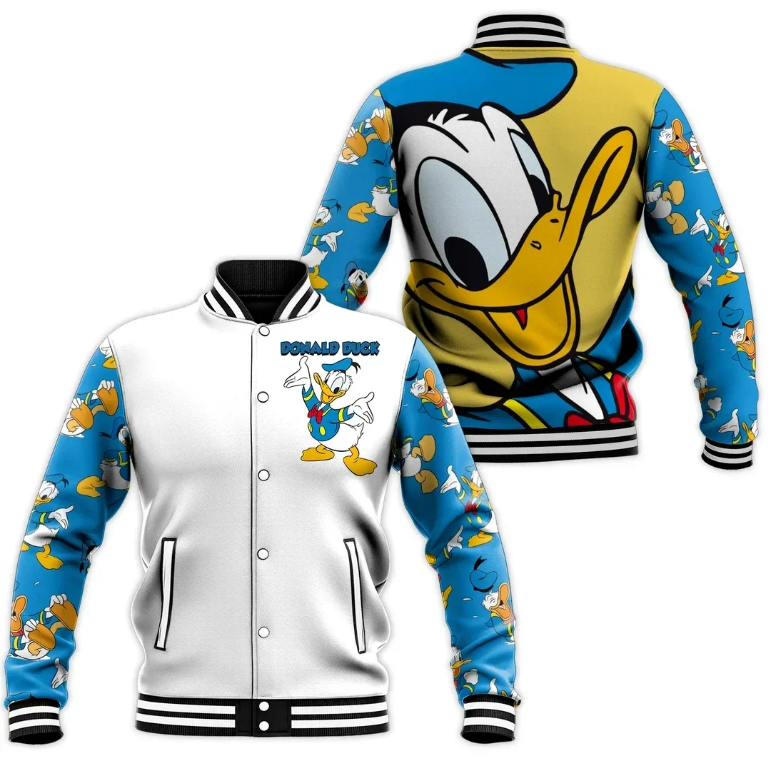 Disney Daisy Duck Baseball Jacket Men's Women Hip Hop Harajuku Jacket Custom Name Streetwear Boys Girls Loose Coats