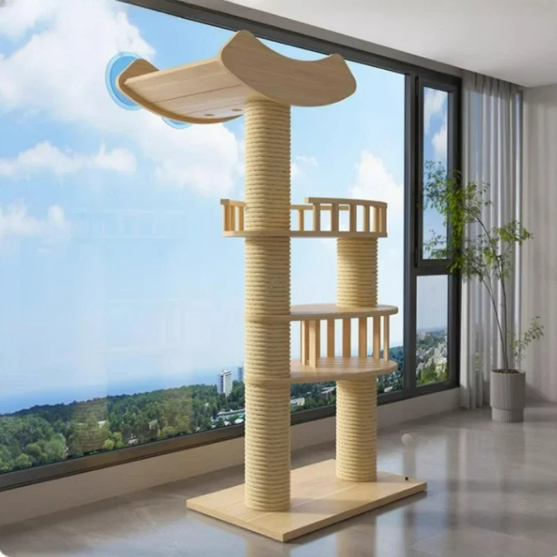 Imagem -06 - Grande Cat Climbing Frame Multi-story Cat Coçar Post Casa Multifuncional Brinquedo Cat Climbing Villa de Luxo