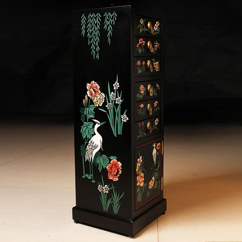 

Шейсть насосов и шкаф с одной дверью, простое входное хранилище для домашнего интерьера, легкая роскошь, современный антиквариат.