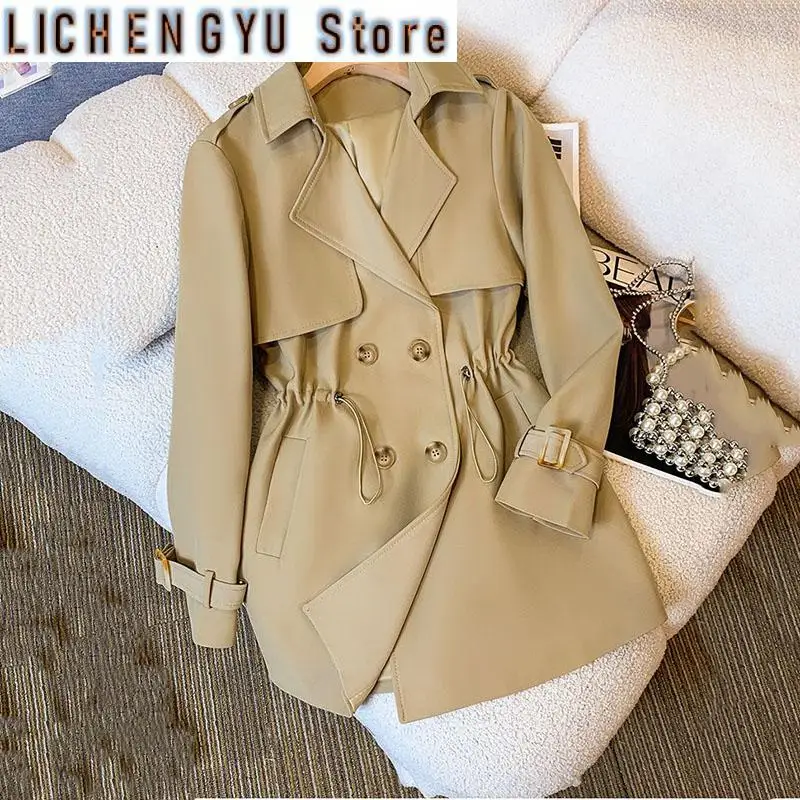 

Spring Autumn Women Jacket Korean Long Sleeve Double Breasted Suit Collar Casual Windbreaker Famale Loose Lady Outerwear