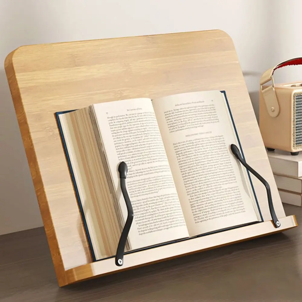 

8 Adjustable Tilt Angles Wooden Book Stand Multi-Functional Folding Reading Holder Stable Non-slip Desk Bookshelf