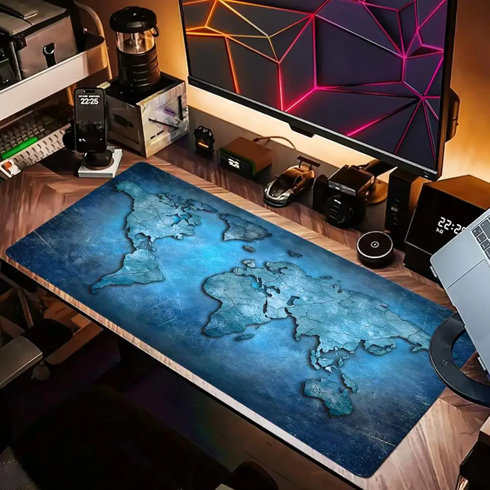 Alfombrilla de ratón con diseño de mapa de escritorio grande, alfombrilla de escritorio antideslizante de goma, alfombrillas para juegos, accesorios para pc, teclado de juego, alfombrilla para ratón lavable con agua