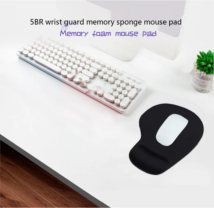 Ultra Dünne SBR Handgelenkauflage Mauspad Leichtgewicht Schwarz Ergonomisch Rutschfeste Schreibtischunterlage Büro Gaming – Detail 1
