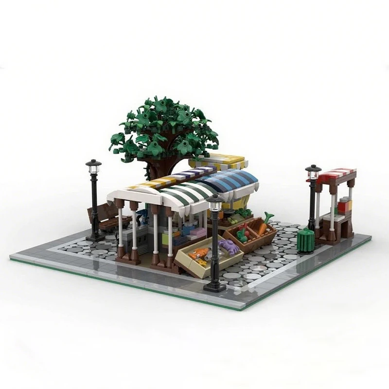 

1044 шт. MOC модульные строительные блоки на основе рынка, рождественский подарок, забавные и образовательные DIY, идеально подходящие для младших учащихся