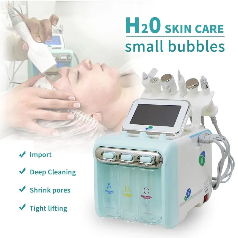 6 in1 H2-O2 Hydro Dermabrasion RF Bio-lifting Spa Facial Microdermabrasion Machine Water Cleanning Beauty Device