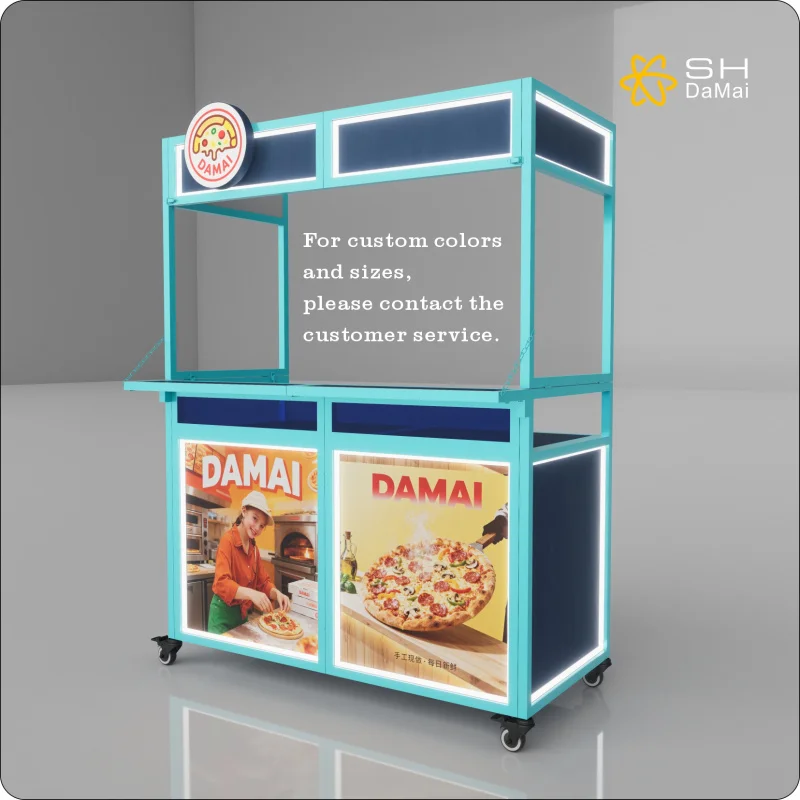 custom.Customized Foldable Stainless Cart with LED  Night Stalls-Snacks Portable Vending Stand