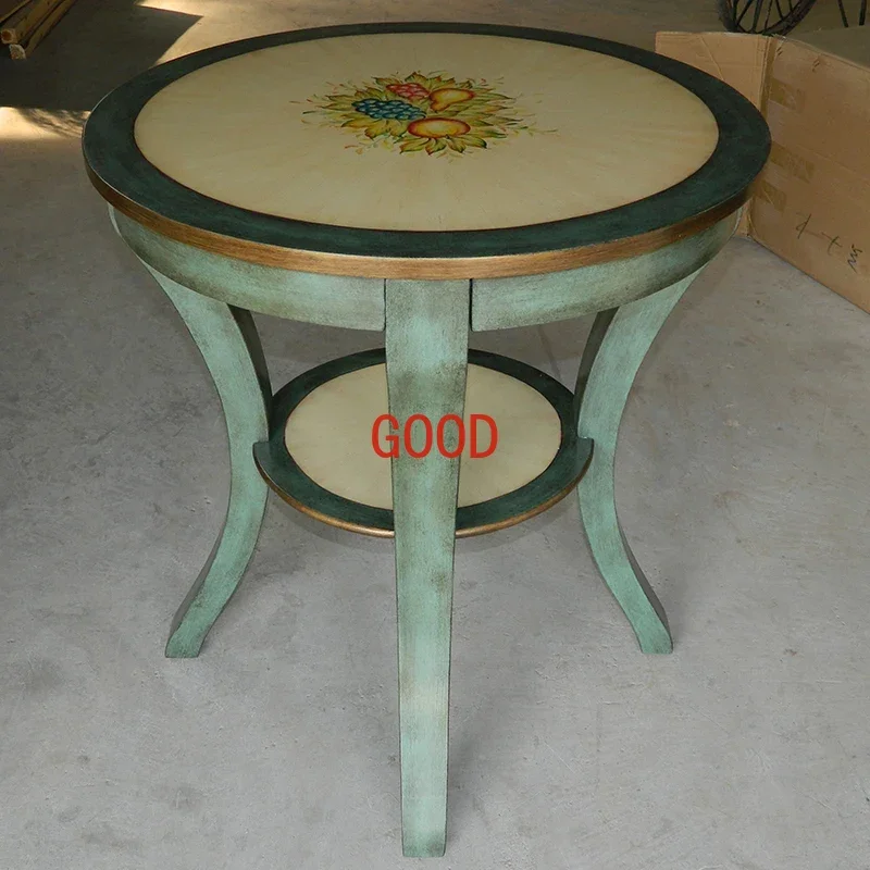 Sofa Corner  Side Table Retro Negotiation Occasional Table Country Painted Mediterranean Furniture High round Table