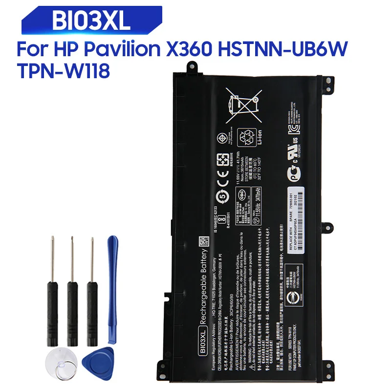 

Оригинальный Сменный аккумулятор для HP Pavilion X360 HSTNN-UB6W TPN-W118 13-U142TU BI03XL 3470 мА · ч
