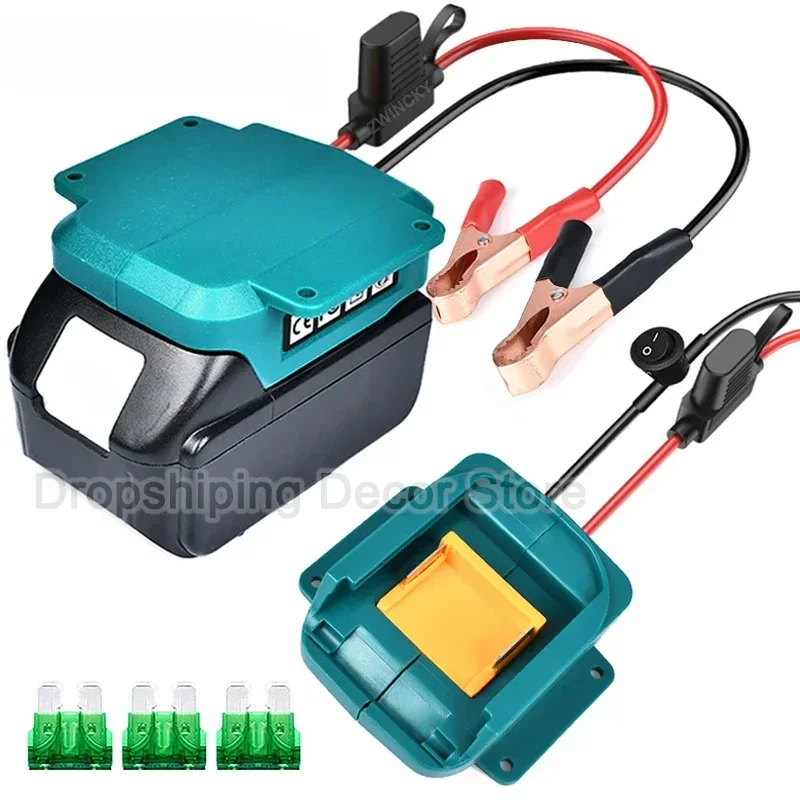 Car Igniter Jump Starter for Makita/Dewalt/Milwaukee 18V Li-ion Battery Automotive Starting Converter With Alligator Clip&Switch