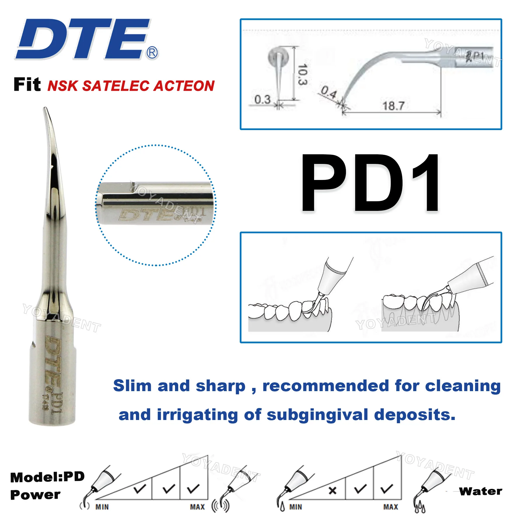 Woodpecker DTE Dental Ultrasonic Scaler Tips Perio/Endo/Scaling Tips Fit NSK SATELEC ACTEON Scaler Handpiece Dentistry Tools