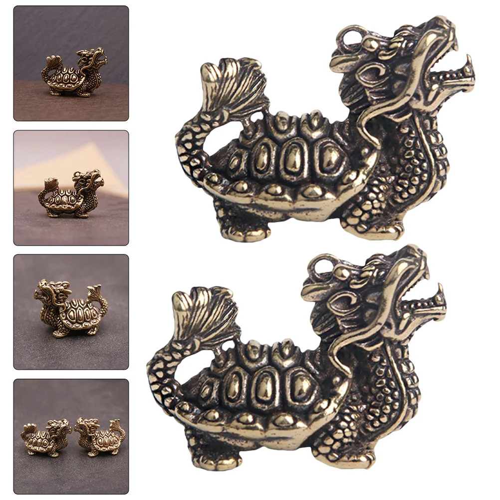 Dragon Tortoise Copper Ware Brass Craft Scene Decor Desktop Turtle Adornment Creative Locket