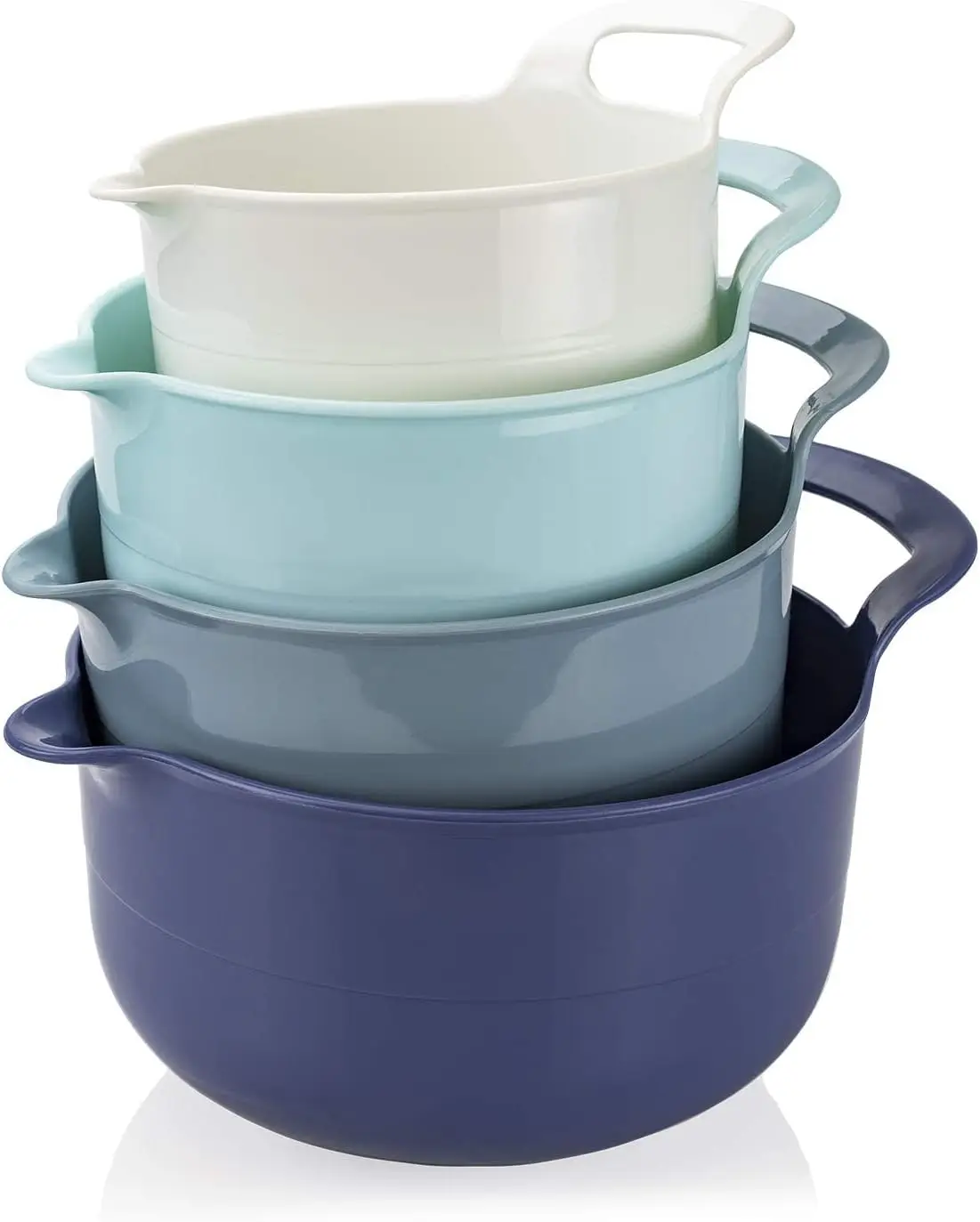 Mixing Bowls - 4 Piece Nesting Plastic Mixing Bowl Set with Pour Spouts and Handles