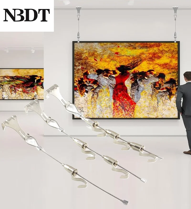 10Pcs Adjustable Picture Cable Hanging Hooks For Art Gallery