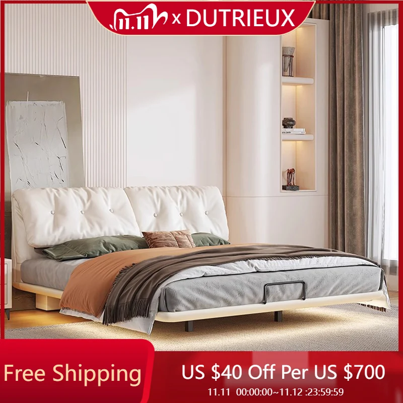 

Cute White Bed Cream Cloud Salon Events Aesthetic Save Space Soft Cheap Bed Chinese Interior Camas De Casal Trendy Furniture