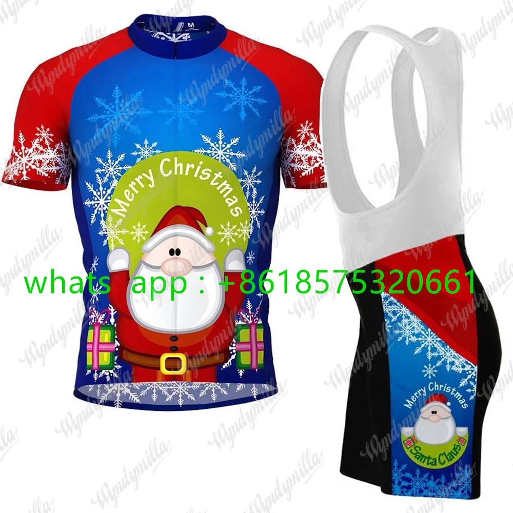 

Christmas Short Sleeved Shirt Suit Bicycle Team Cycling Jersey Short Sleeve Bib Shorts Maillot MTB Kit Riding Fun Comfort Set