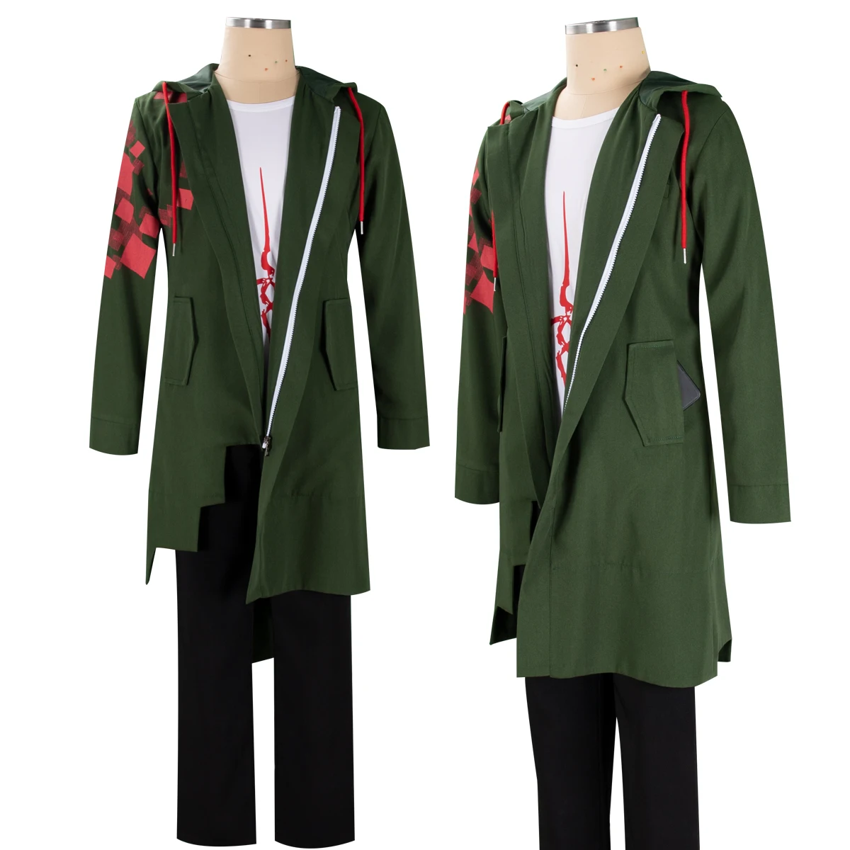 HOLRAN Men Komaeda Nagito Cosplay Costume Long  Jacket Cloak Tshirt Set