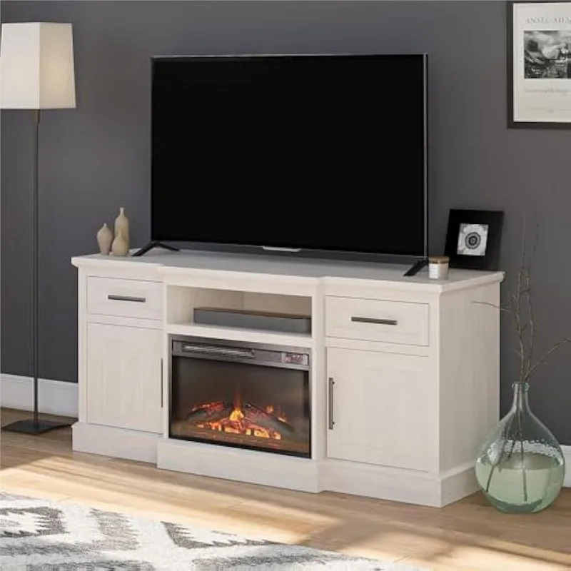 Gablewood Fireplace TV Stand for TVs up to 65 Inch, Replaceable Electric Fireplace Insert Heater, Remote Control, Timer,