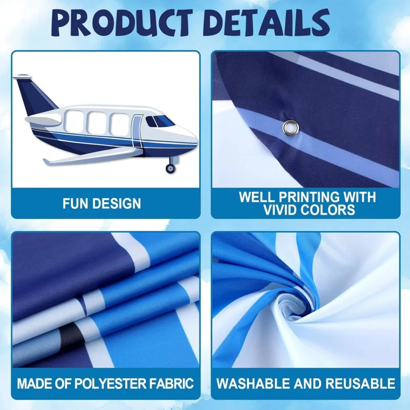 1pc, 2D flat, airplane-shaped photo prop, selfie frame, birthday decoration, airplane-themed photo prop, background banner, wsj view 2