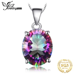 JewelryPalace Natual Multiple Cut Rainbow Fire Mystic Quartz Solid 925 Sterling Silver Pendant Necklace for Women No Chain