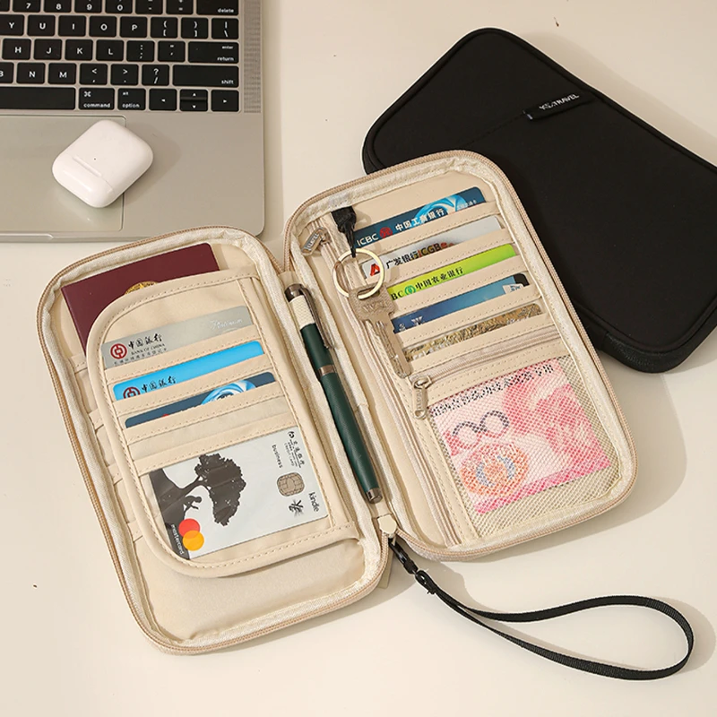 Passport Bag Men's and Women's Portable Travel Document Bag Multifunctional Anti-theft Brush Ticket Storage Bag Passport Holder