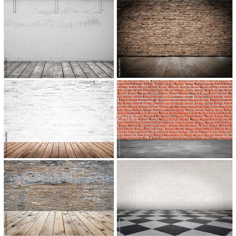 

SHUOZHIKE Thin Cloth Vintage Brick Wall Wooden Floor Photography Backdrops Photo Background Studio Prop ZXX-25