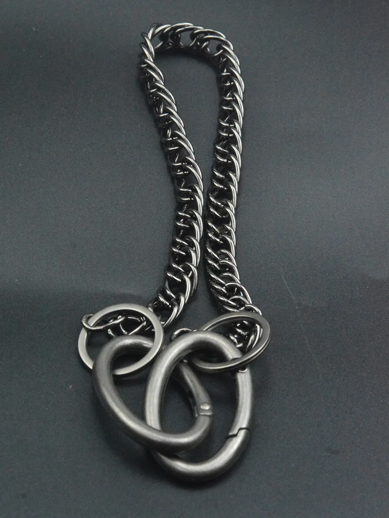42cm Hip pop Gunmetal Heavy EDC pants biker Jeans waist curl Chain duoble oval carabiner  Keychain choker EDC Gift choice
