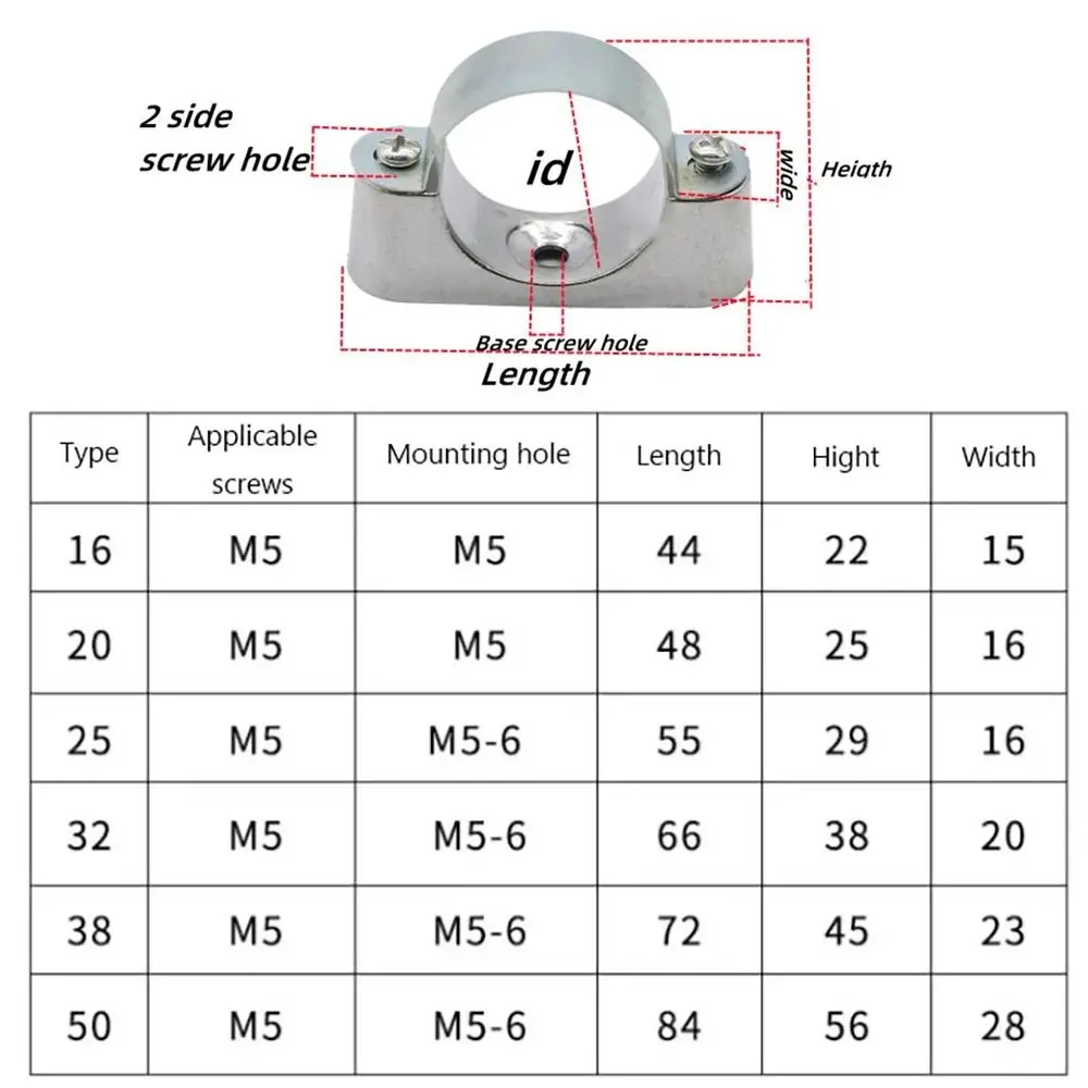 304 Stainless Steel Saddle Card Pipe Clamp With Screw Off-Wall Code 16mm-50mm Round Pipe Bracket Fixed Clip Hardware Fastener