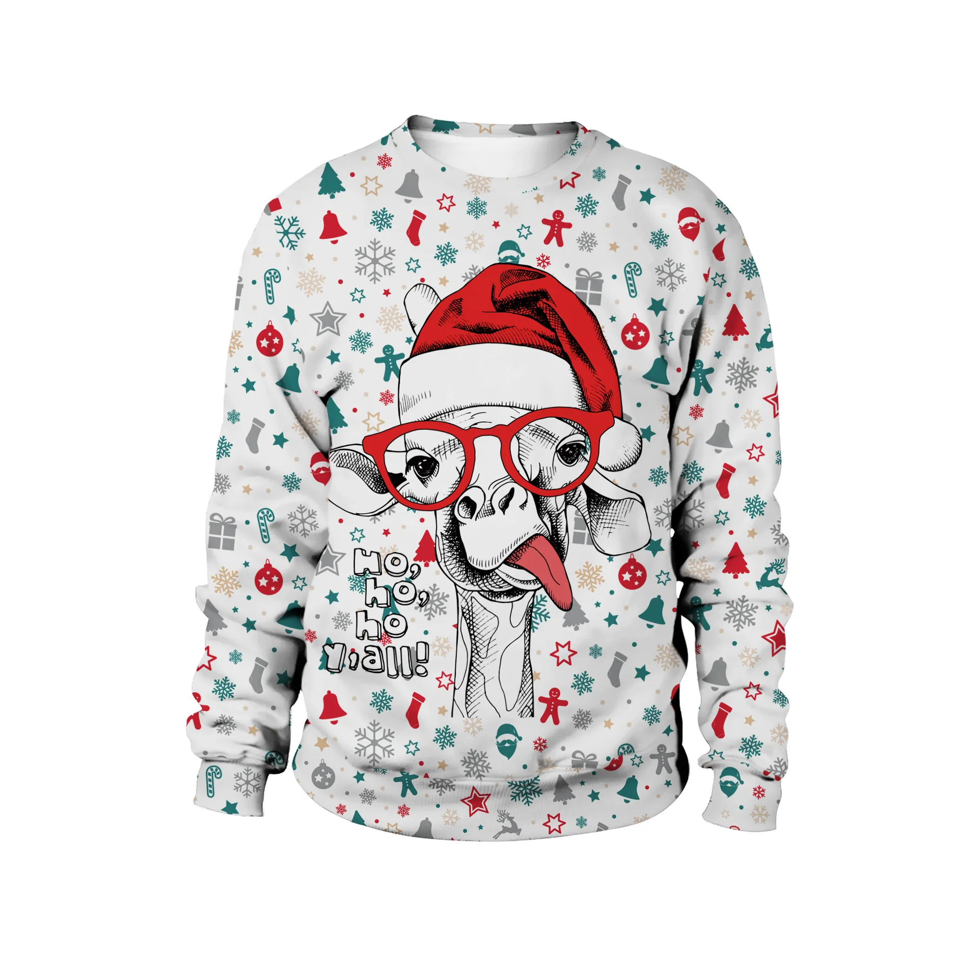 Sudadera navideña 3D para hombre y mujer, suéter navideño con estampado de muñeco de nieve y Papá Noel, jersey unisex para fiestas navideñas