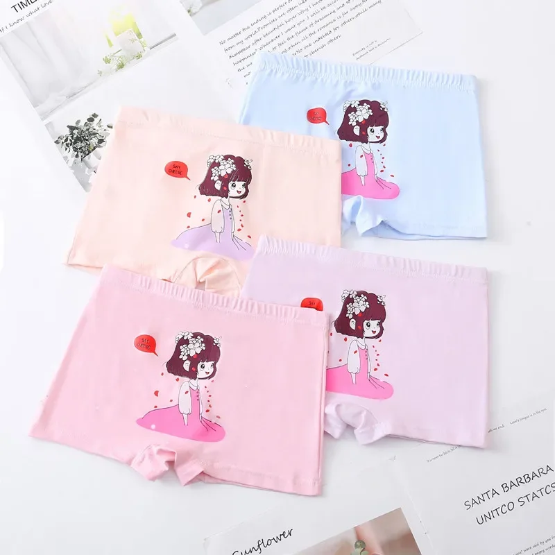 4Pcs/Lot Girls Underwear Children's Cotton Boxers Kids Shorts Panites Baby Girl Clothes for 2-10 Years