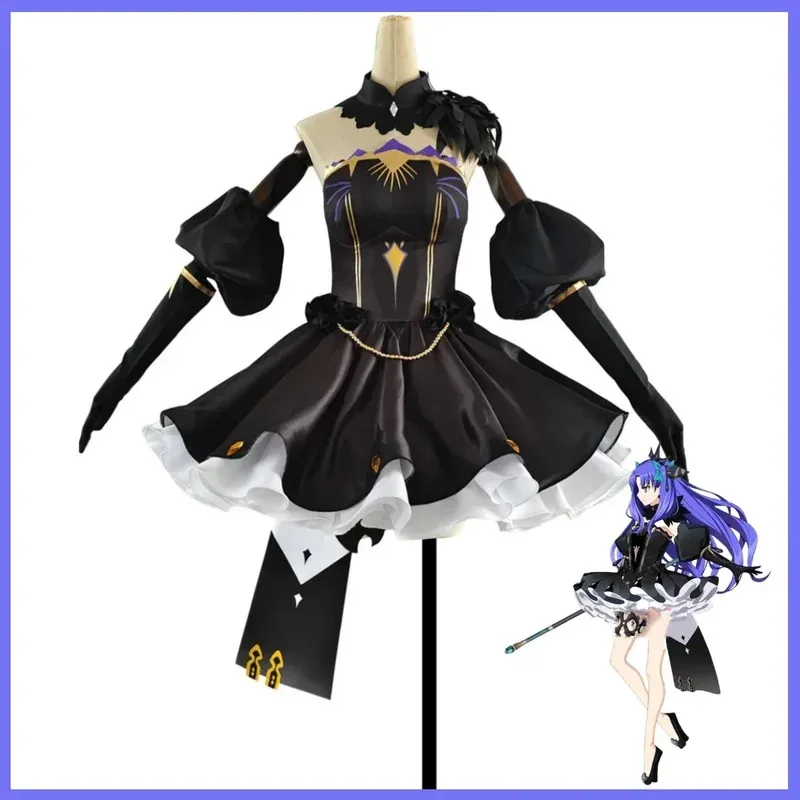 لعبة مصير/الطلب الكبير Ereshkigal تأثيري حلي فستان سهرة أسود قبالة الكتف تنورة شعر مستعار امرأة مثير حفلة عيد ميلاد البدلة ؛ 8's ،