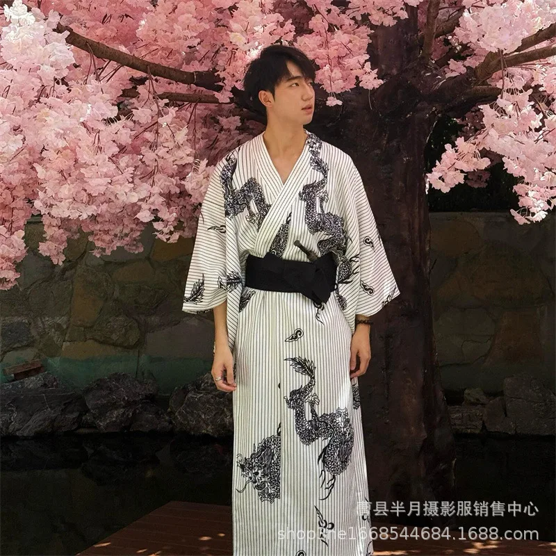 Kimono Men's Formal Dress Traditional Modified Japanese Men Japanese Samurai Yukata Photography Role Play Tabletop Game Clothing